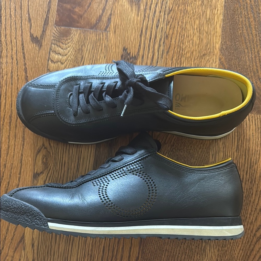 Salvatore Ferragamo Black and Yellow Sneakers with Modern Design